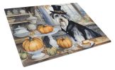 NEW Schnauzer Fall Kitchen Pumpkins Glass Cutting Board Decorative Tempered Glass Kitchen Cutting and Serving Board Large Size Chopping Board