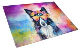 NEW Border Collie Hippie Dawg Glass Cutting Board Decorative Tempered Glass Kitchen Cutting and Serving Board Large Size Chopping Board