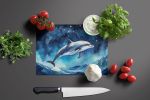 Dolphin in a Starry Sea Glass Cutting Board Decorative Tempered Glass Kitchen Cutting and Serving Board Large Size Chopping Board