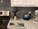 Blue Heron in the Golden Hour Glass Cutting Board Decorative Tempered Glass Kitchen Cutting and Serving Board Large Size Chopping Board