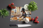 NEW Doberman Pinscher Fall Kitchen Pumpkins Glass Cutting Board Decorative Tempered Glass Kitchen Cutting and Serving Board Large Size Chopping Board