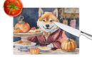 Shiba Inu Fall Kitchen Pumpkins Glass Cutting Board Decorative Tempered Glass Kitchen Cutting and Serving Board Large Size Chopping Board