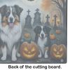 NEW Australian Shepherd Spooky Halloween Glass Cutting Board Decorative Tempered Glass Kitchen Cutting and Serving Board Large Size Chopping Board