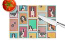NEW Lots of Black and White English Springer Spaniel Glass Cutting Board Decorative Tempered Glass Kitchen Cutting and Serving Board Large Size Choppi