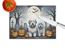 NEW Old English Sheepdog Spooky Halloween Glass Cutting Board Decorative Tempered Glass Kitchen Cutting and Serving Board Large Size Chopping Board
