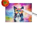 NEW Border Collie Hippie Dawg Glass Cutting Board Decorative Tempered Glass Kitchen Cutting and Serving Board Large Size Chopping Board