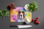 NEW Basset Hound Hippie Dawg Glass Cutting Board Decorative Tempered Glass Kitchen Cutting and Serving Board Large Size Chopping Board