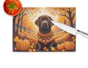 NEW Chocolate Labrador Retriever Fall Glass Cutting Board Decorative Tempered Glass Kitchen Cutting and Serving Board Large Size Chopping Board
