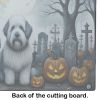 NEW Old English Sheepdog Spooky Halloween Glass Cutting Board Decorative Tempered Glass Kitchen Cutting and Serving Board Large Size Chopping Board