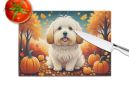 NEW Coton De Tulear Fall Glass Cutting Board Decorative Tempered Glass Kitchen Cutting and Serving Board Large Size Chopping Board