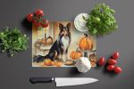 NEW Collie Fall Kitchen Pumpkins Glass Cutting Board Decorative Tempered Glass Kitchen Cutting and Serving Board Large Size Chopping Board