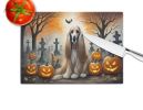 NEW Afghan Hound Spooky Halloween Glass Cutting Board Decorative Tempered Glass Kitchen Cutting and Serving Board Large Size Chopping Board