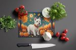 NEW Westie Fall Glass Cutting Board Decorative Tempered Glass Kitchen Cutting and Serving Board Large Size Chopping Board