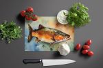 NEW Brown Trout Glass Cutting Board Decorative Tempered Glass Kitchen Cutting and Serving Board Large Size Chopping Board