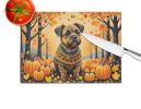 NEW Border Terrier Fall Glass Cutting Board Decorative Tempered Glass Kitchen Cutting and Serving Board Large Size Chopping Board