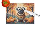 NEW Fawn Pug Fall Glass Cutting Board Decorative Tempered Glass Kitchen Cutting and Serving Board Large Size Chopping Board