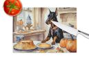 NEW Doberman Pinscher Fall Kitchen Pumpkins Glass Cutting Board Decorative Tempered Glass Kitchen Cutting and Serving Board Large Size Chopping Board