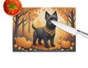 NEW Black Cairn Terrier Fall Glass Cutting Board Decorative Tempered Glass Kitchen Cutting and Serving Board Large Size Chopping Board