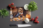 Border Terrier Fall Kitchen Pumpkins Glass Cutting Board Decorative Tempered Glass Kitchen Cutting and Serving Board Large Size Chopping Board