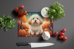 NEW Coton De Tulear Fall Glass Cutting Board Decorative Tempered Glass Kitchen Cutting and Serving Board Large Size Chopping Board