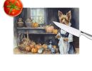 NEW Australian Terrier Fall Kitchen Pumpkins Glass Cutting Board Decorative Tempered Glass Kitchen Cutting and Serving Board Large Size Chopping Board