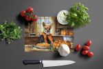 NEW Chihuahua Fall Kitchen Pumpkins Glass Cutting Board Decorative Tempered Glass Kitchen Cutting and Serving Board Large Size Chopping Board