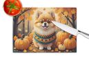 NEW Pomeranian Fall Glass Cutting Board Decorative Tempered Glass Kitchen Cutting and Serving Board Large Size Chopping Board