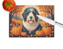 NEW Bearded Collie Fall Glass Cutting Board Decorative Tempered Glass Kitchen Cutting and Serving Board Large Size Chopping Board