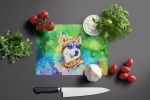 NEW Siberian Husky Hippie Dawg Glass Cutting Board Decorative Tempered Glass Kitchen Cutting and Serving Board Large Size Chopping Board