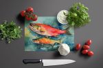 NEW Salmon Glass Cutting Board Decorative Tempered Glass Kitchen Cutting and Serving Board Large Size Chopping Board