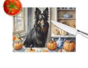 NEW Belgian Sheepdog Fall Kitchen Pumpkins Glass Cutting Board Decorative Tempered Glass Kitchen Cutting and Serving Board Large Size Chopping Board