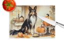 NEW Collie Fall Kitchen Pumpkins Glass Cutting Board Decorative Tempered Glass Kitchen Cutting and Serving Board Large Size Chopping Board