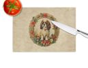NEW English Toy Spaniel Christmas Flowers Glass Cutting Board Decorative Tempered Glass Kitchen Cutting and Serving Board Large Size Chopping Board