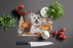 NEW Westie Fall Kitchen Pumpkins Glass Cutting Board Decorative Tempered Glass Kitchen Cutting and Serving Board Large Size Chopping Board