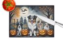 NEW Australian Shepherd Spooky Halloween Glass Cutting Board Decorative Tempered Glass Kitchen Cutting and Serving Board Large Size Chopping Board